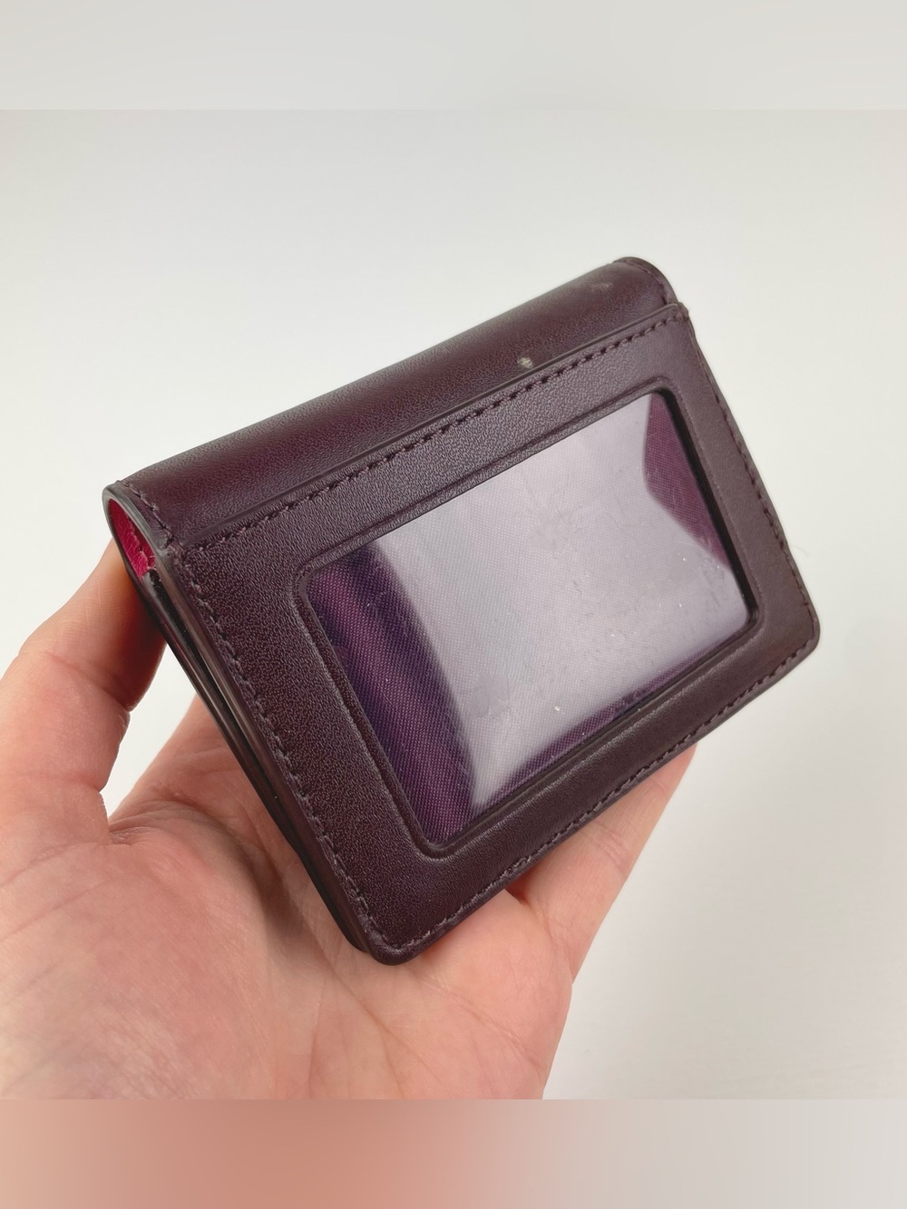 kate spade New York Plum Gemma Scalloped Card Mini Wallet w/ Key Ring ID Window - Picture 8 of 15
